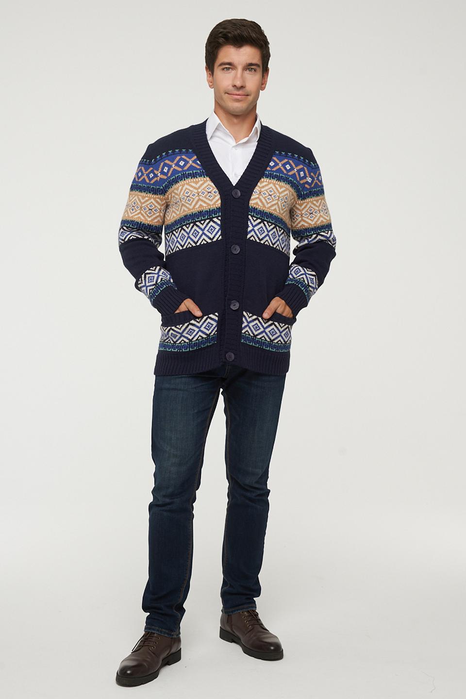 Кардиган VAY мужской с узором тёмно-синий