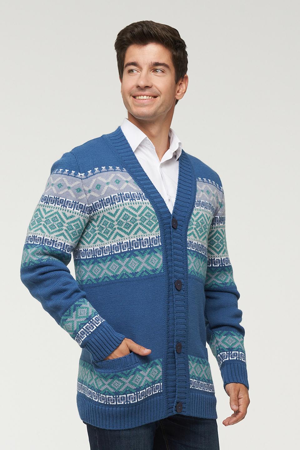 Кардиган VAY мужской с узором синий