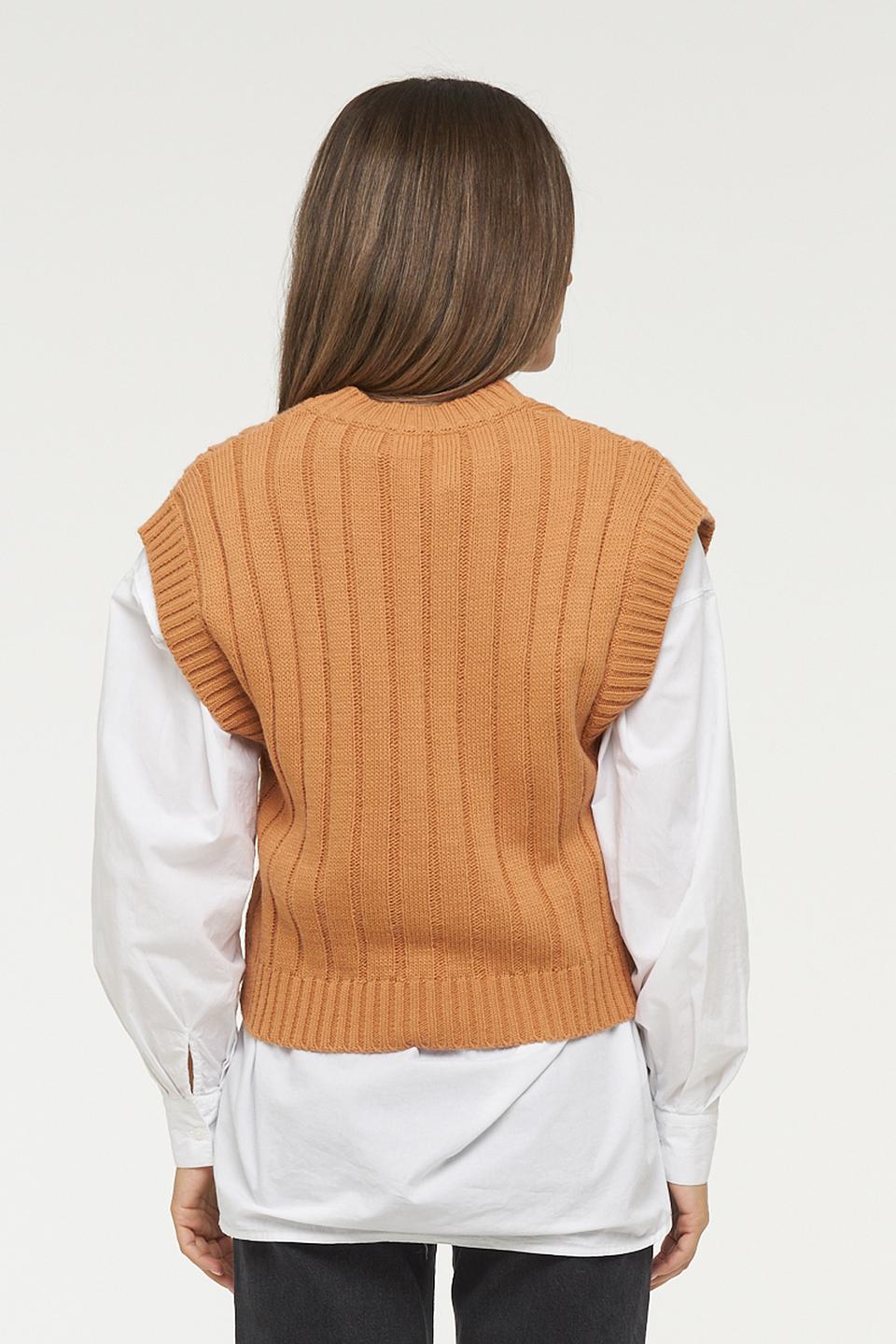 Жилет VAY вязаный горчичный