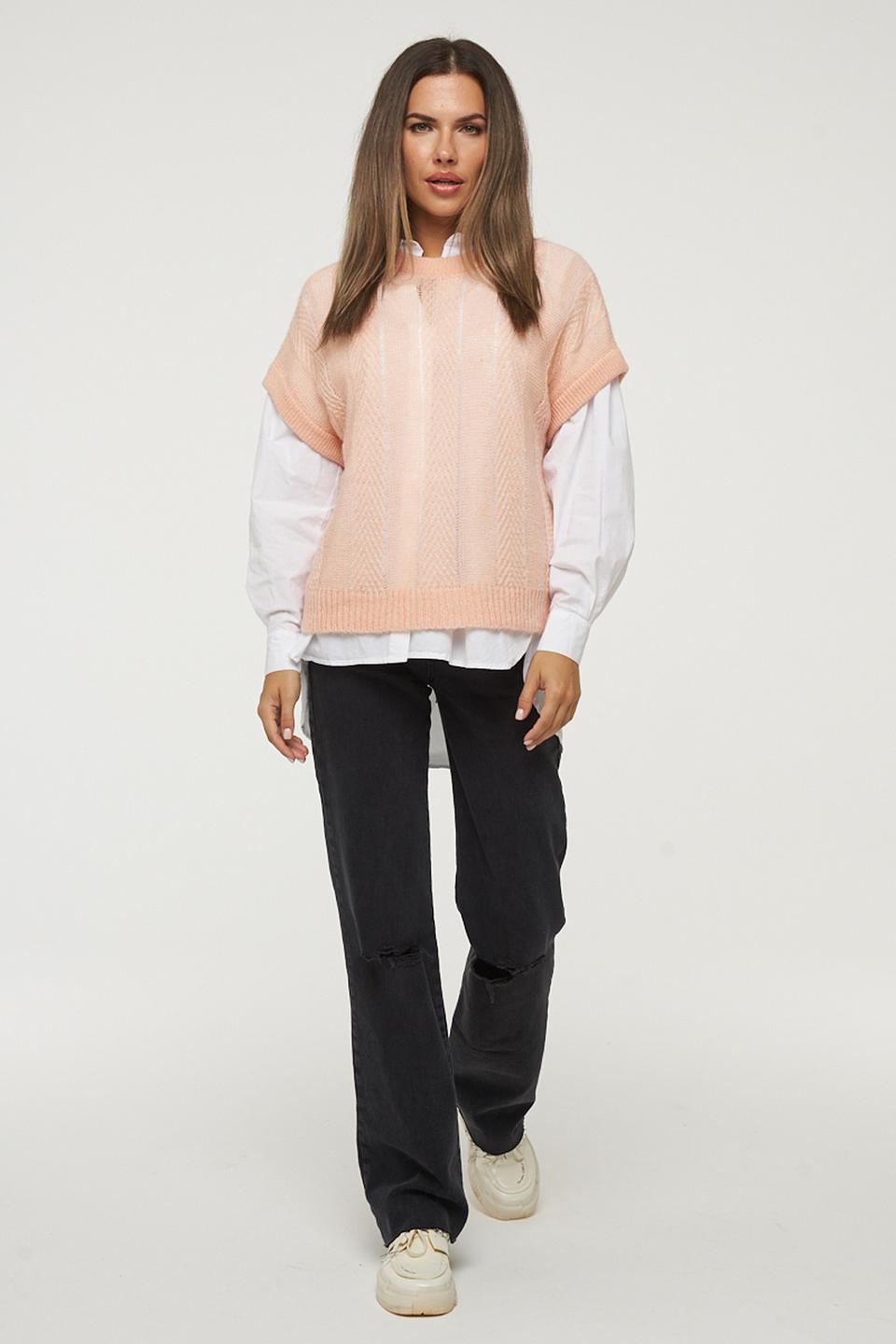 Жилет BE YOU вязаный персиковый