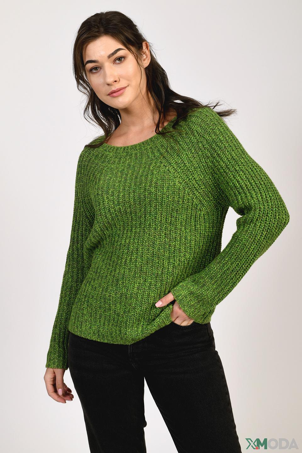 Пуловер Oui зелёный вязаный