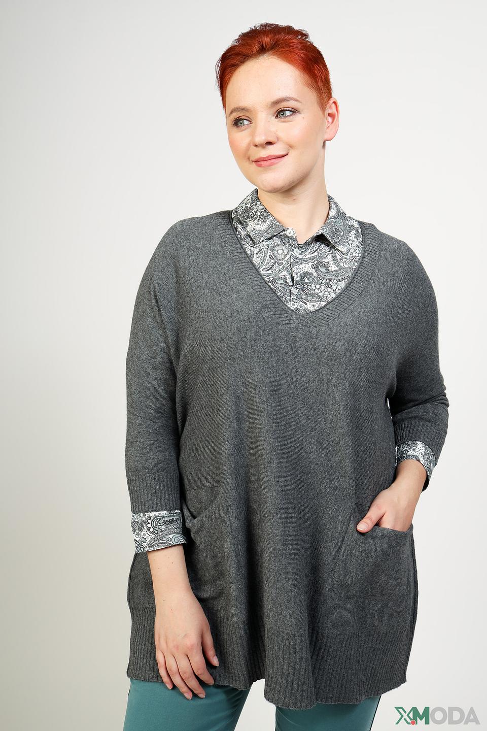 Пуловер Pezzo серый меланж