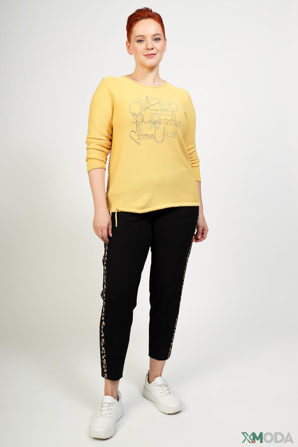 Пуловер Rabe collection жёлтый с вышивкой