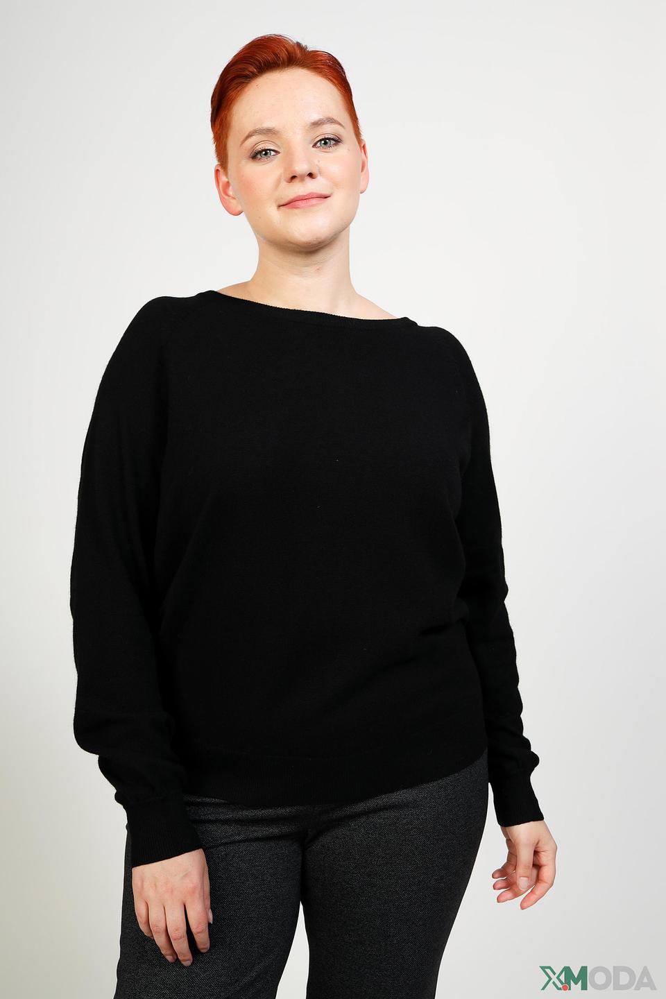 Пуловер Pezzo чёрный с лодочкой