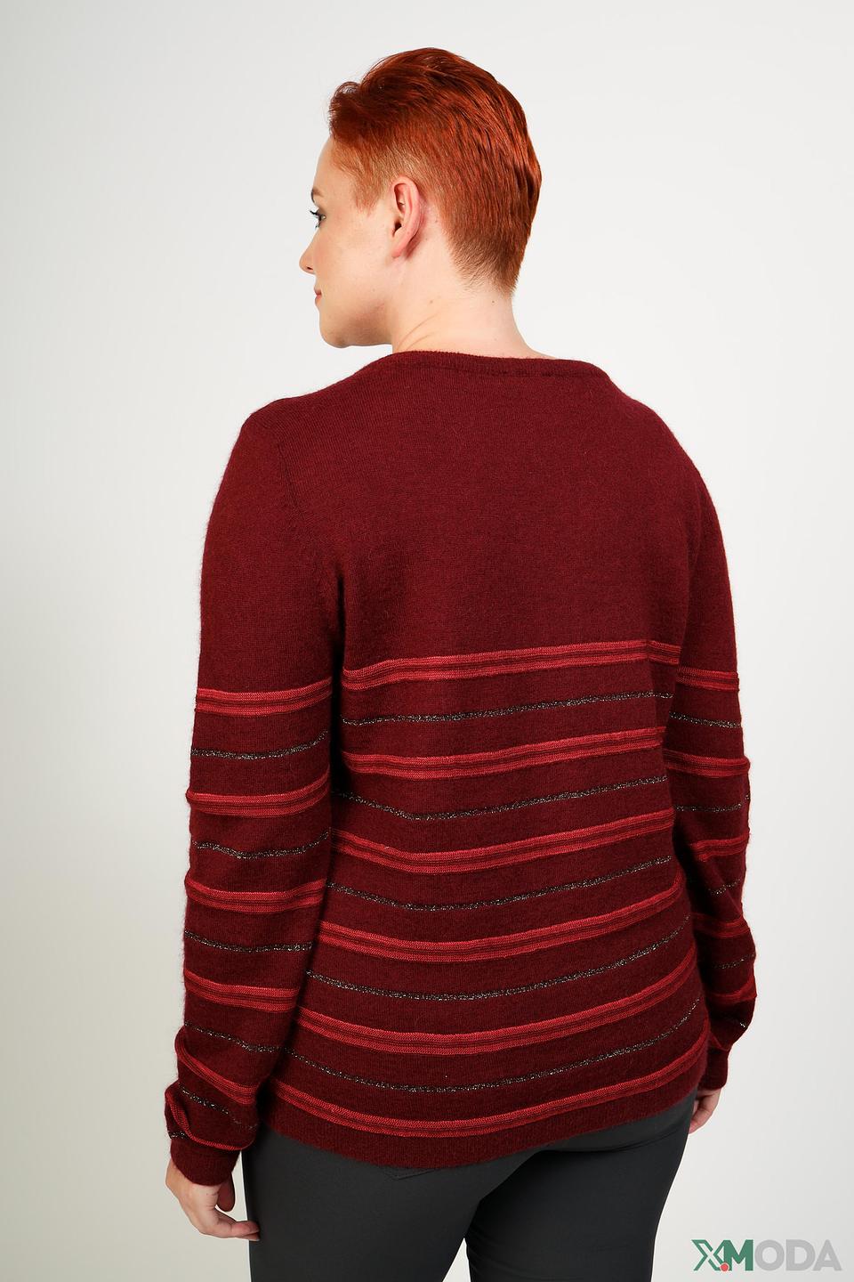 Пуловер Pezzo в полоску бордовый