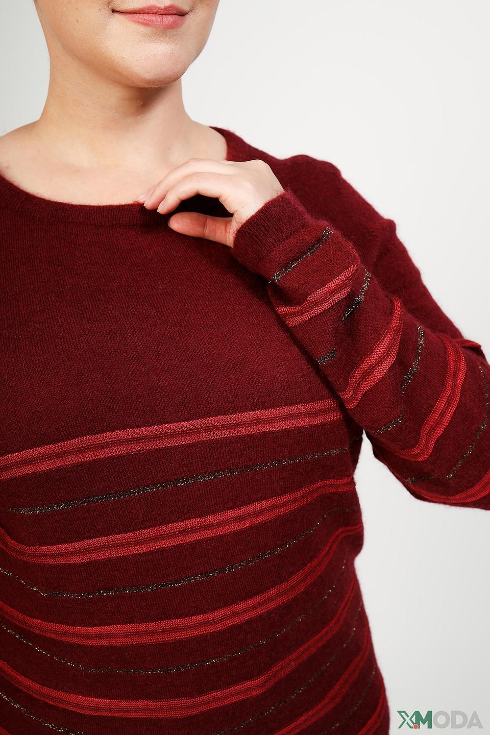Пуловер Pezzo в полоску бордовый