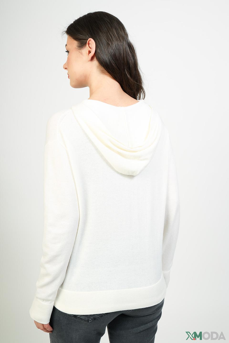 Пуловер Pezzo с капюшоном молочный