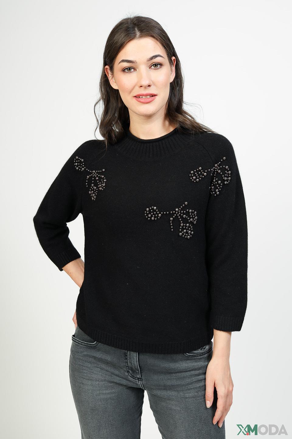 Пуловер Pezzo с вышивкой чёрный