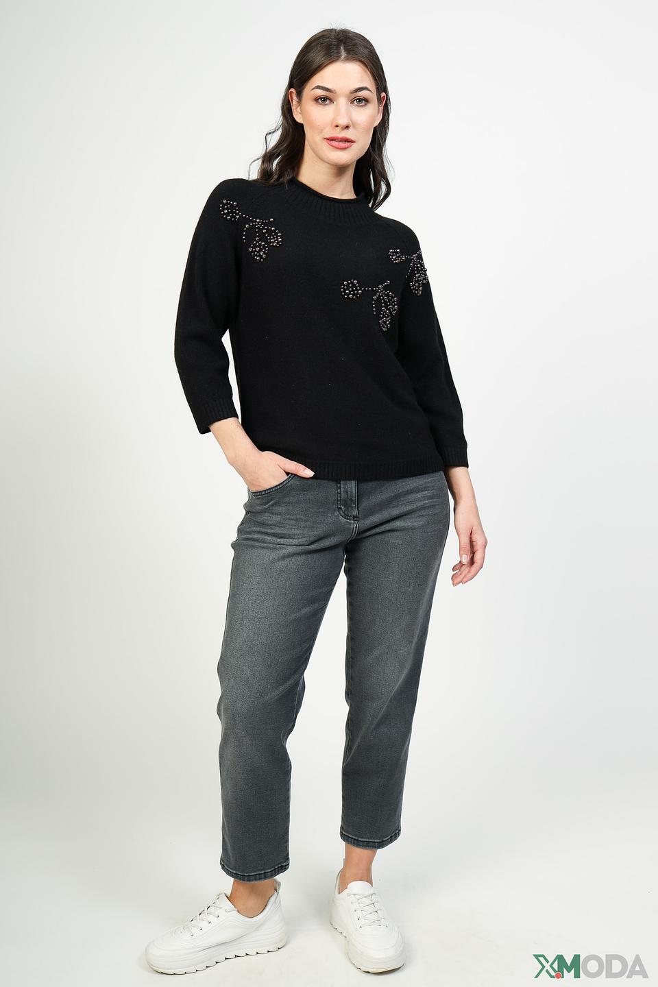 Пуловер Pezzo с вышивкой чёрный