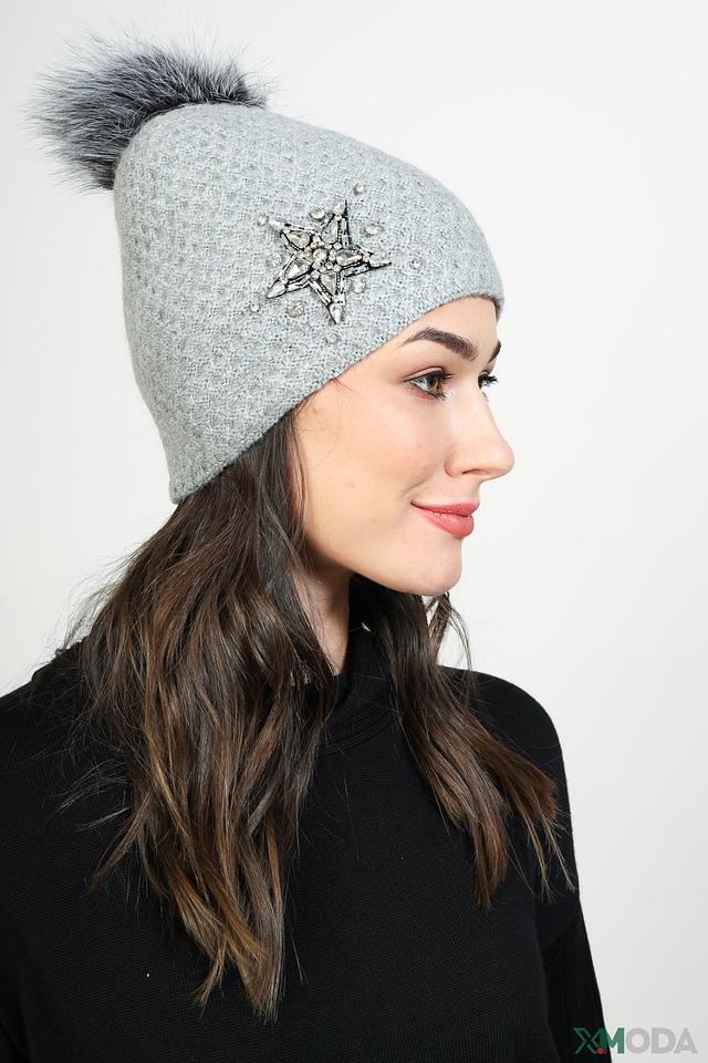 Шапка Leo & Ugo серая с декором