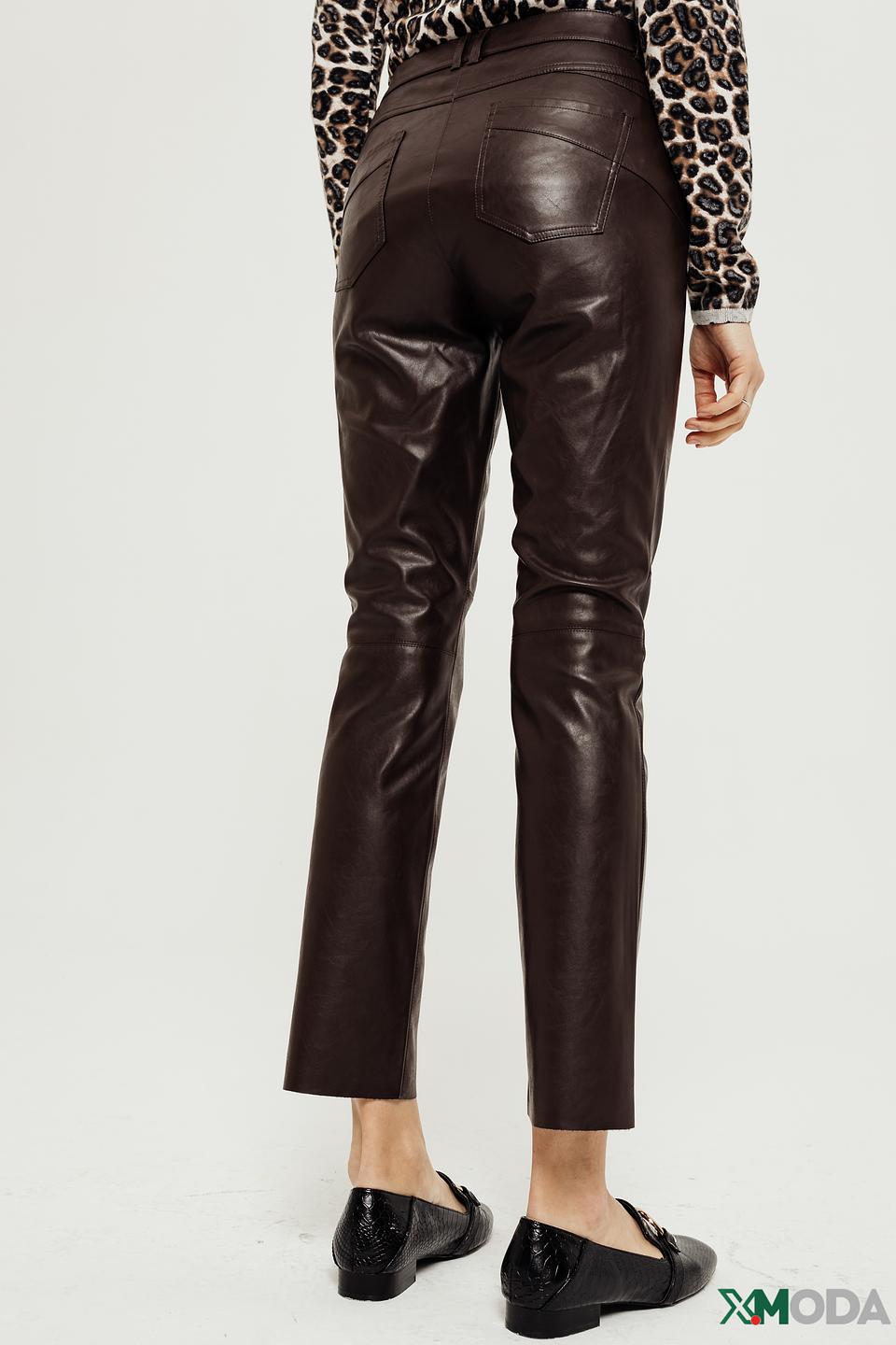 Брюки кожаные Marc Aurel коричневые