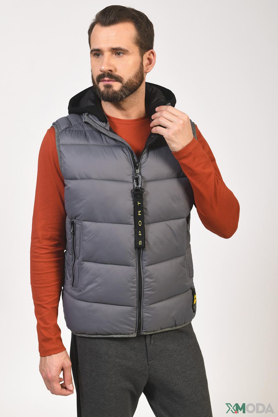 Жилет Granchio Серый с капюшоном