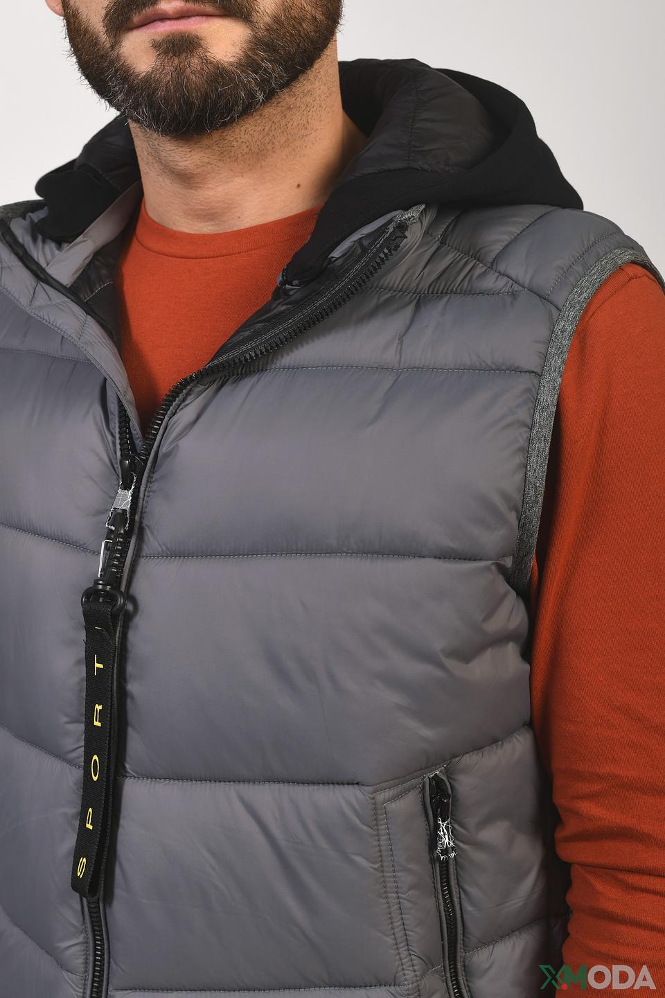 Жилет Granchio Серый с капюшоном