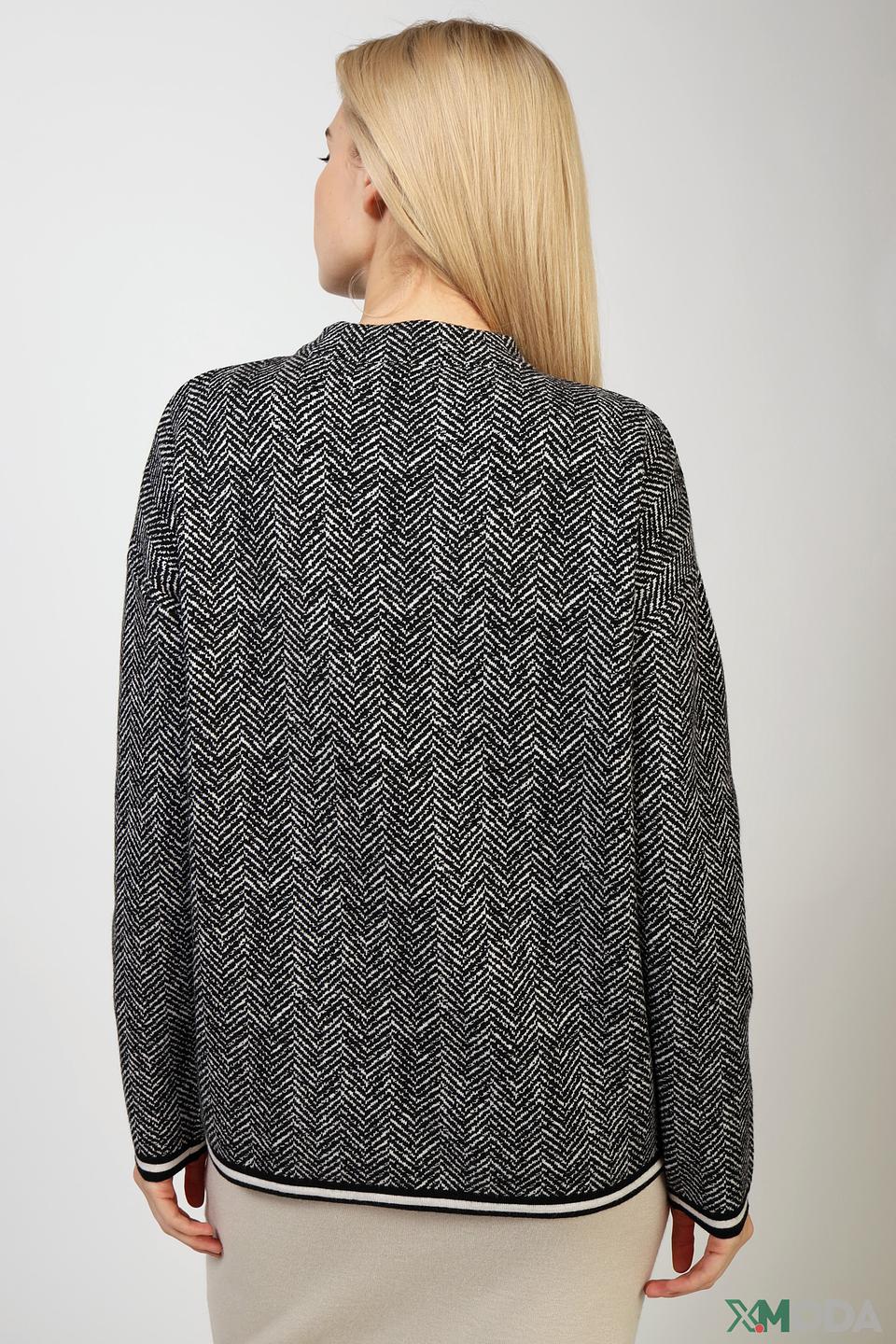 Пуловер Oui в ёлочку чёрный