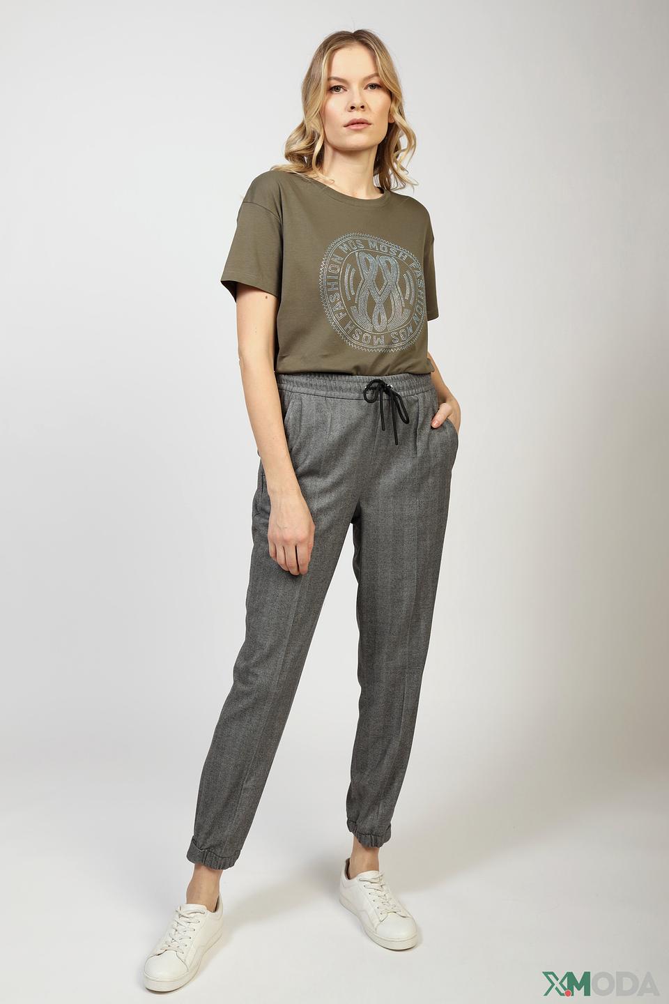 Брюки Oui серые в клетку