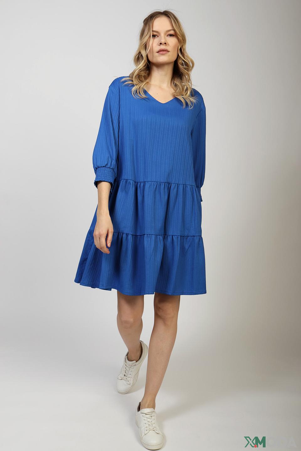 Платье Comma синее с оборками