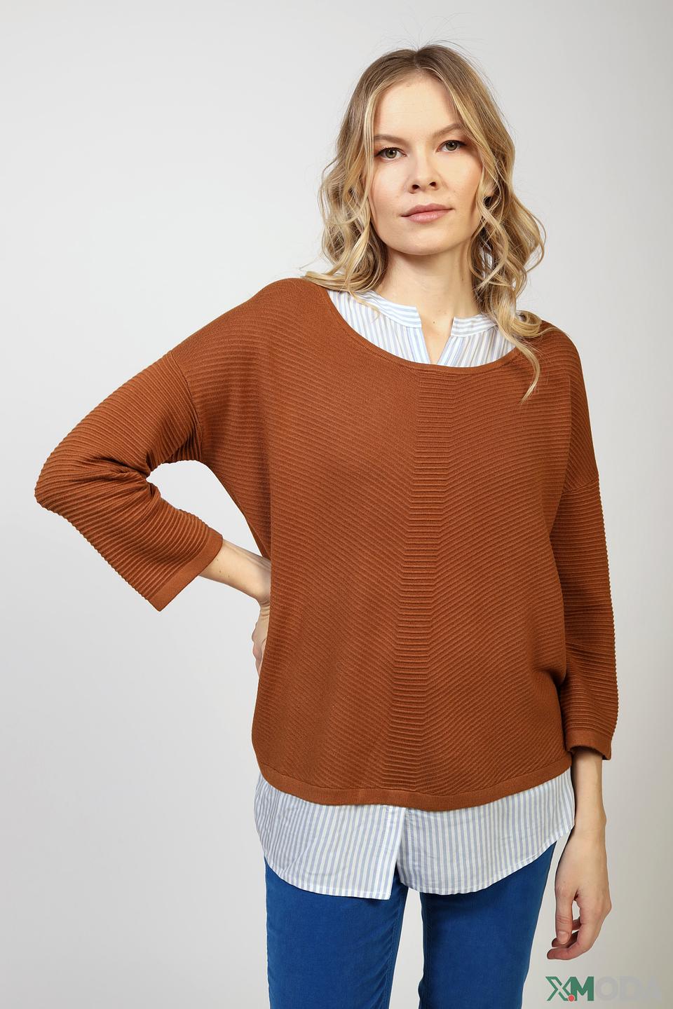 Блуза Comma с текстурой коричневая