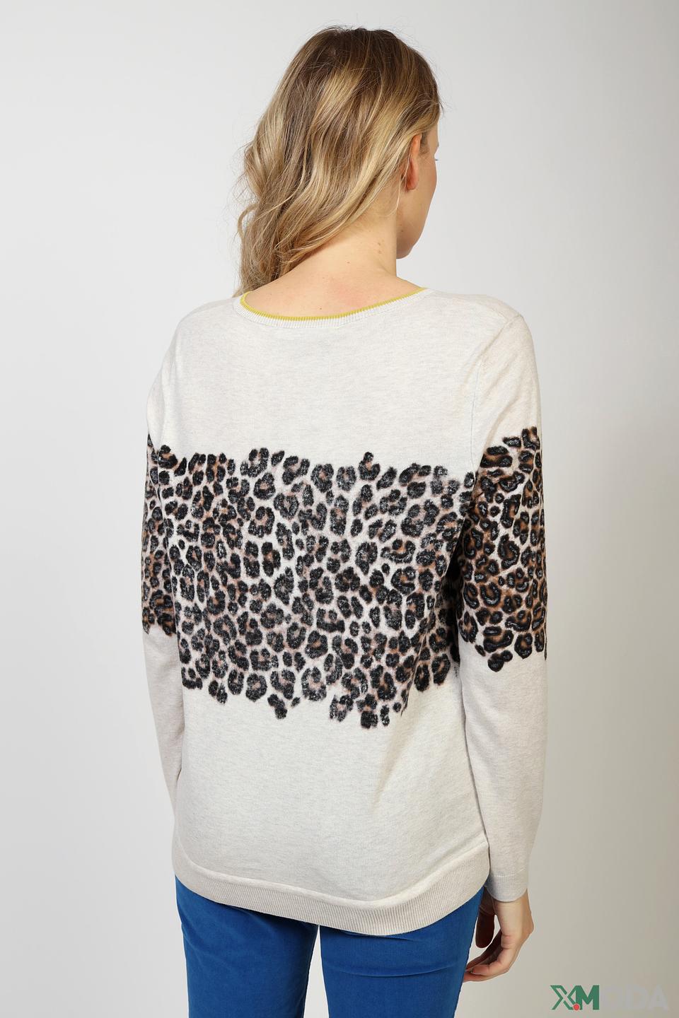 Пуловер Oui с леопардовым принтом