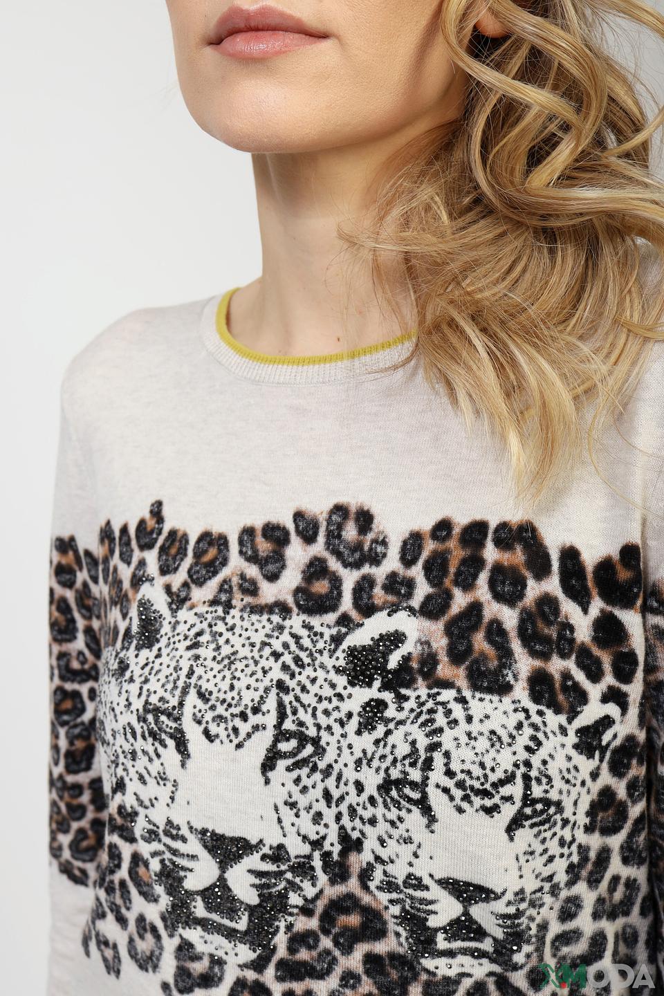 Пуловер Oui с леопардовым принтом