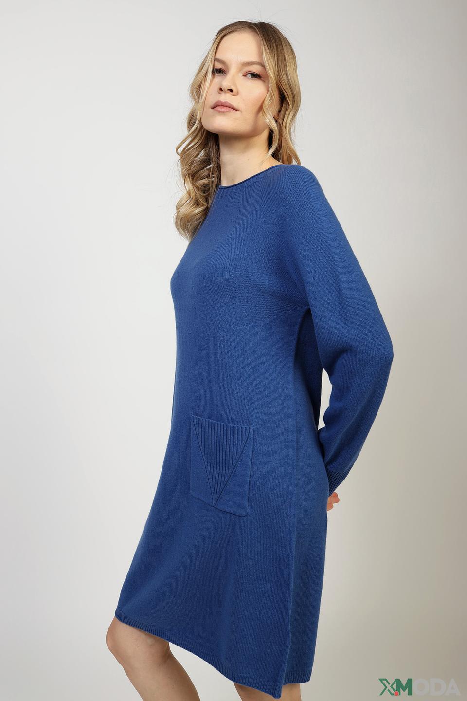 Платье Oui вязаное синее