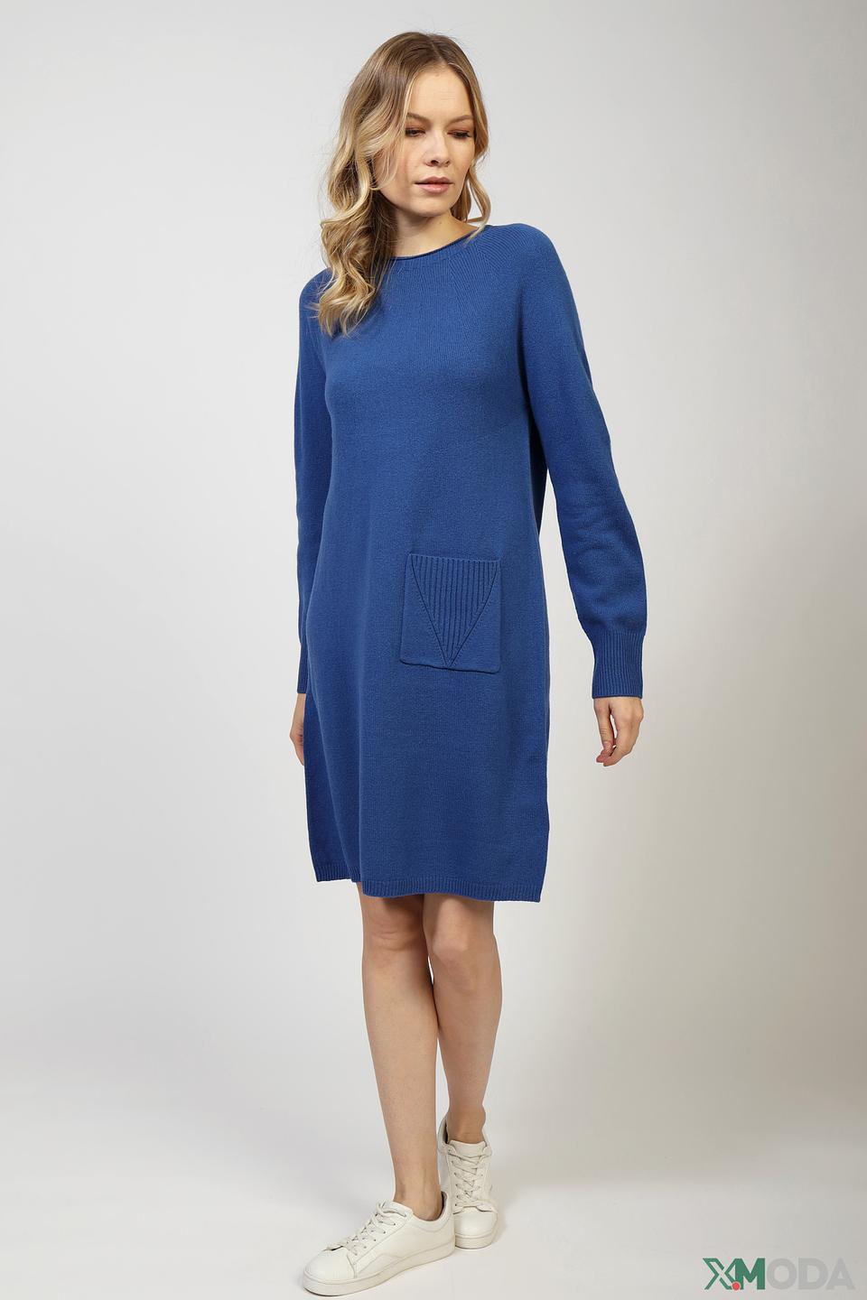 Платье Oui вязаное синее