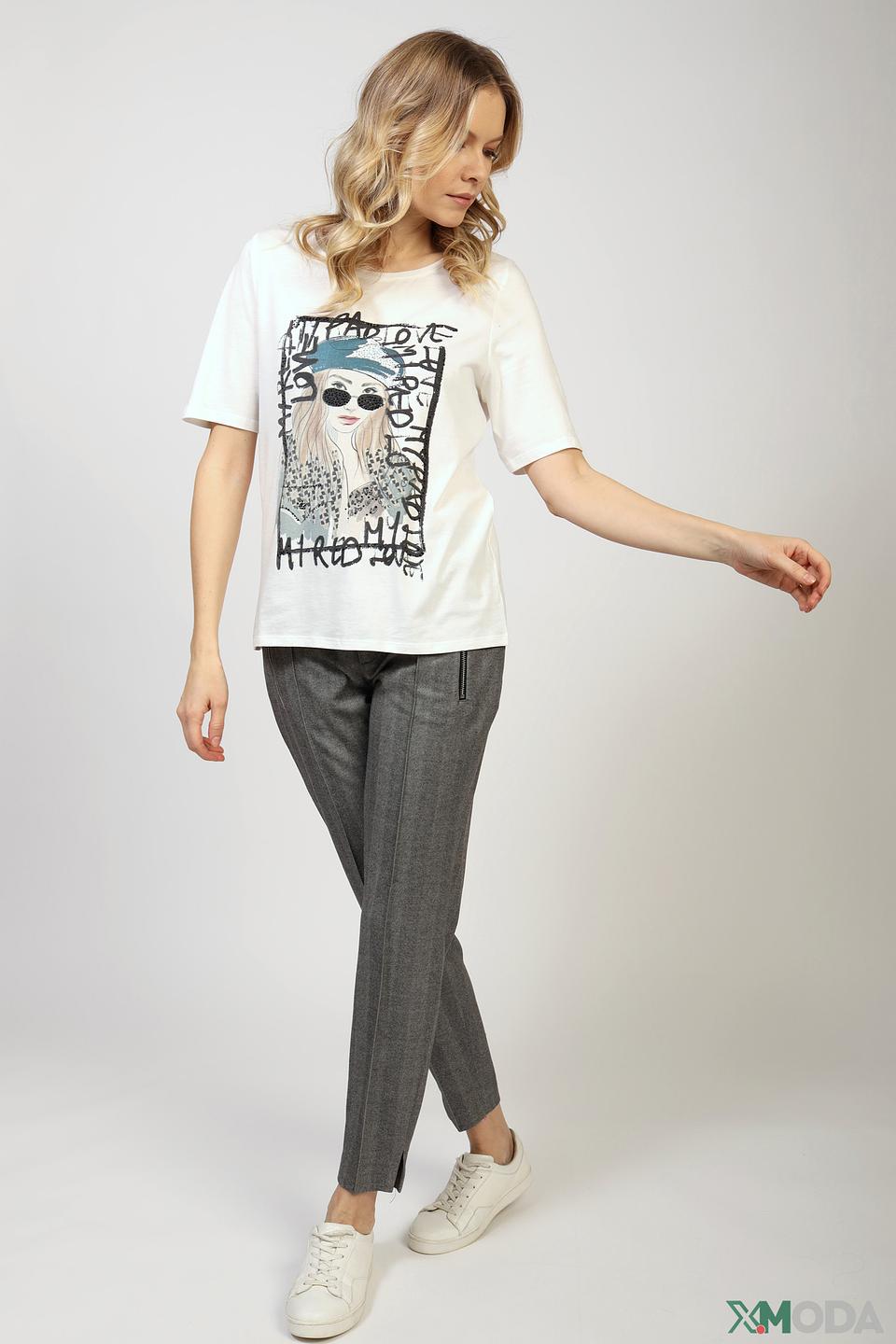 Брюки Oui в клетку серые