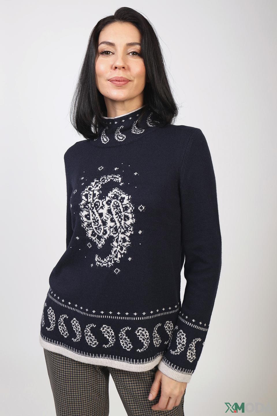 Пуловер Olsen с узором тёмно-синий