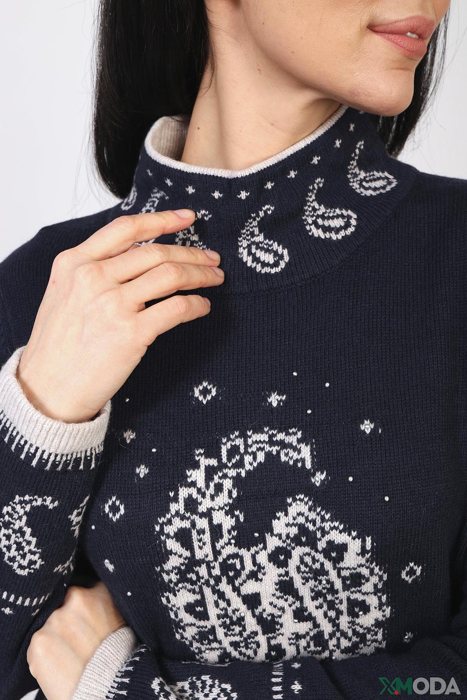 Пуловер Olsen с узором тёмно-синий