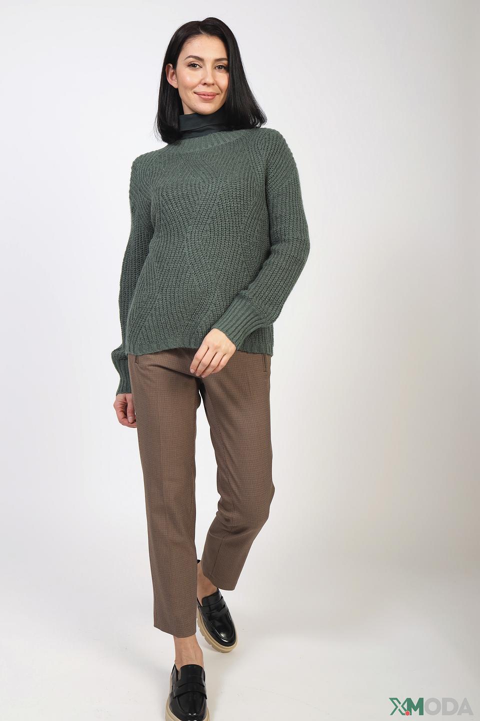 Пуловер Bianca зелёный с косами