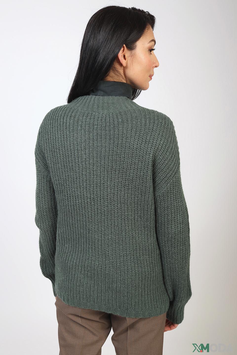 Пуловер Bianca зелёный с косами