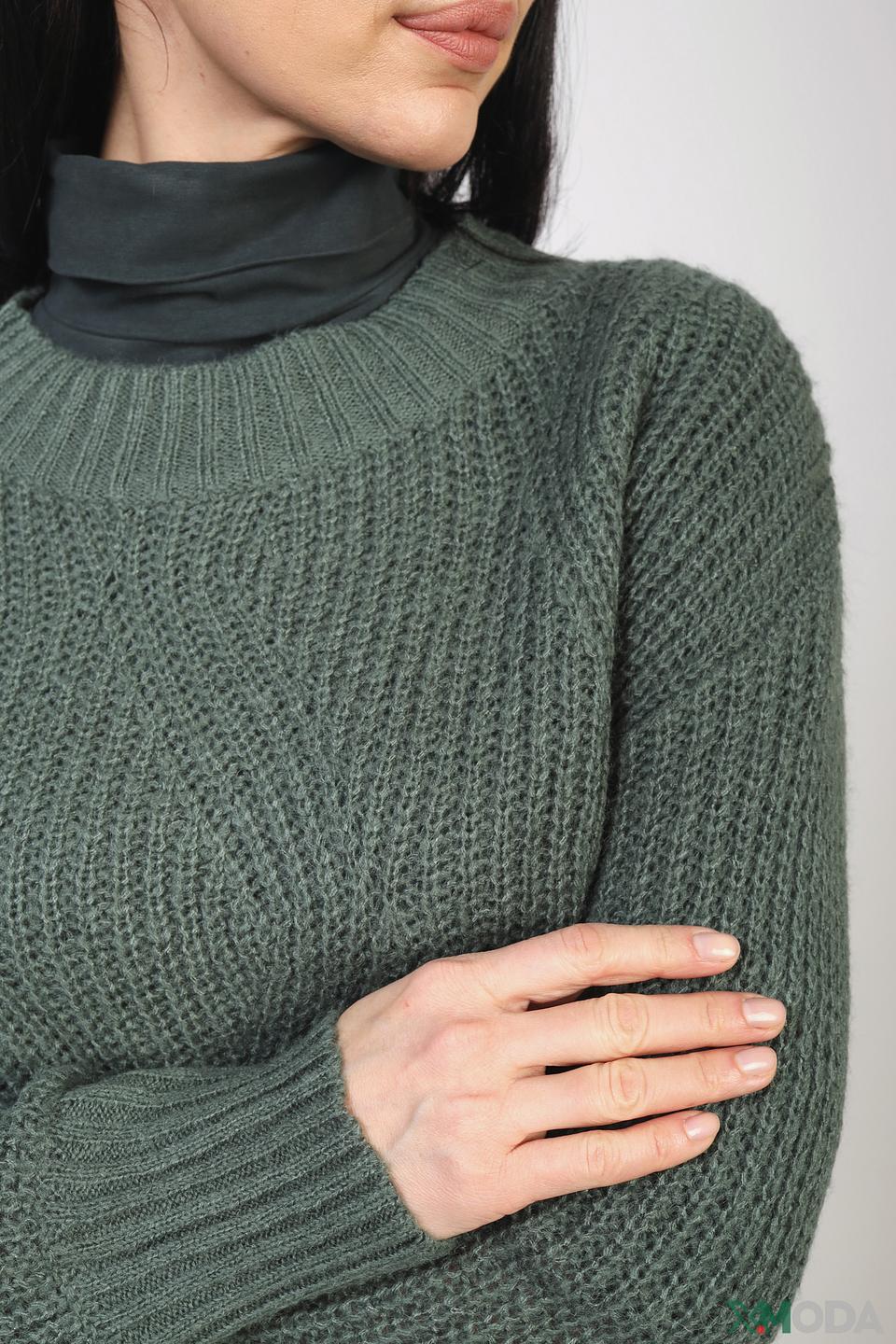 Пуловер Bianca зелёный с косами