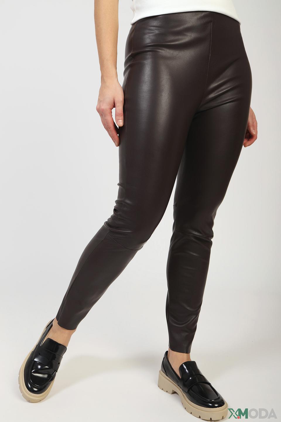 Брюки кожаные Oui коричневые