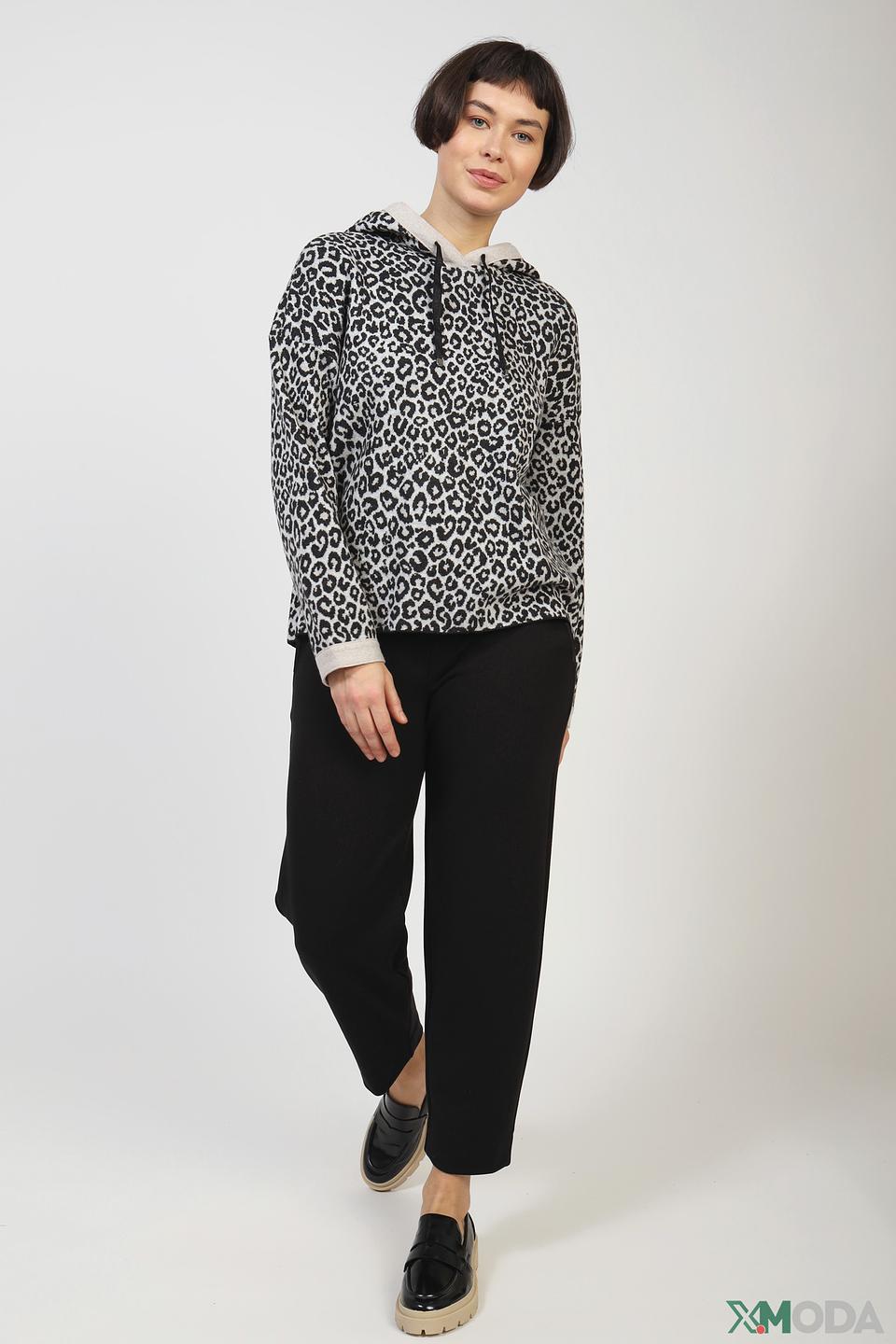 Пуловер Marc Cain с капюшоном леопард