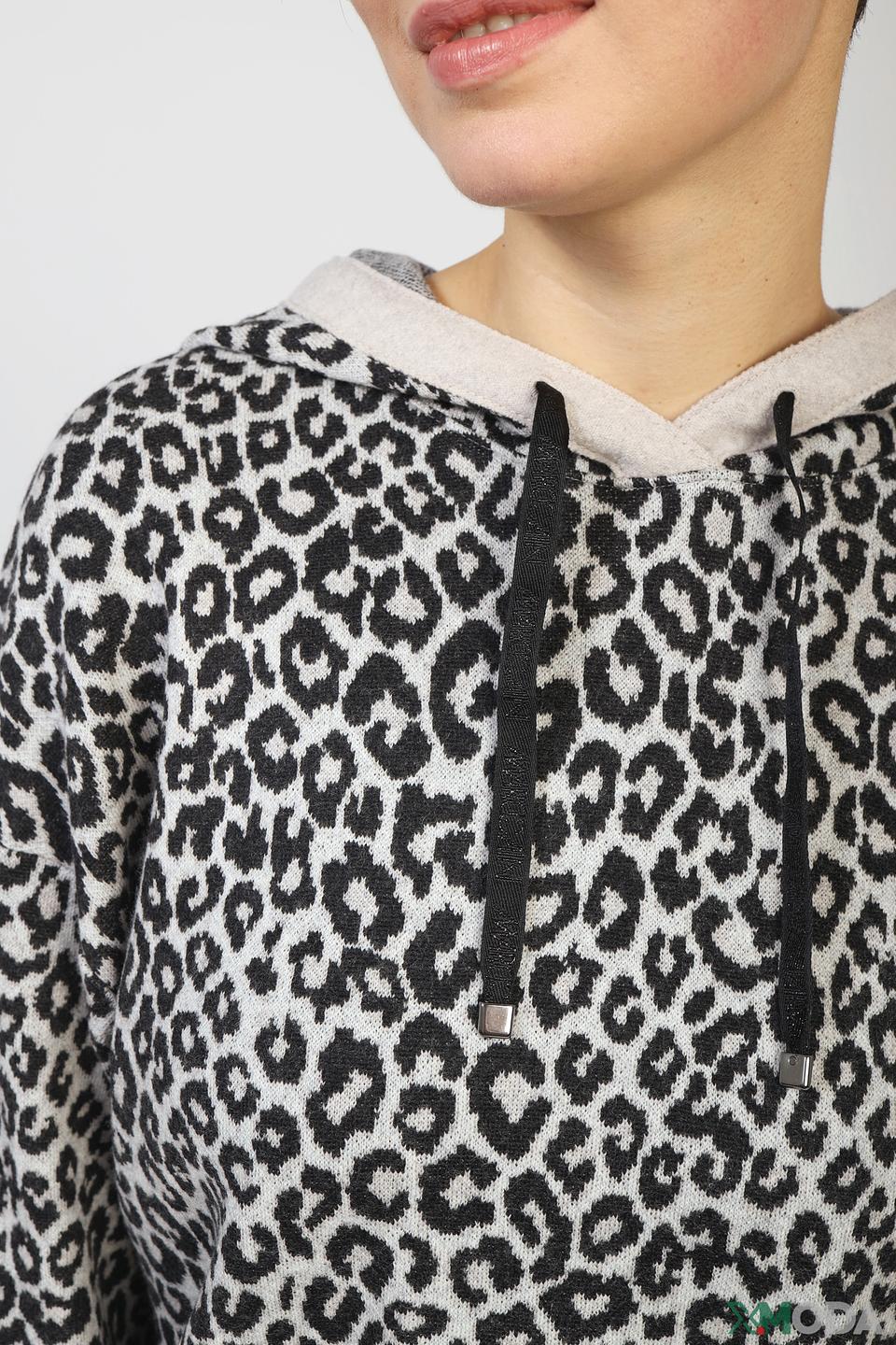 Пуловер Marc Cain с капюшоном леопард