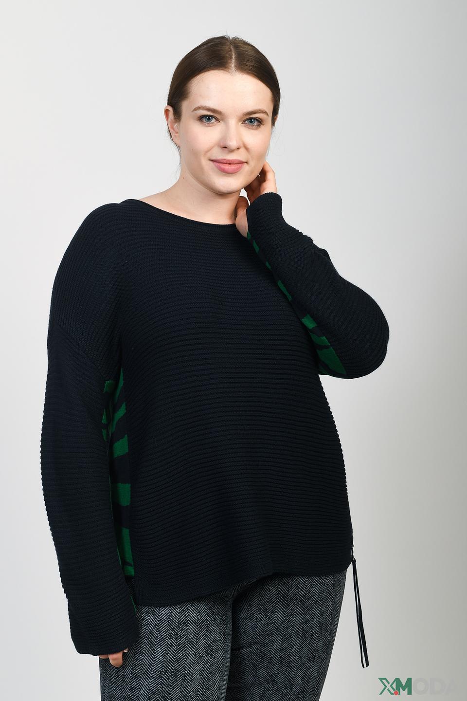 Пуловер Doris Streich с зелёными вставками