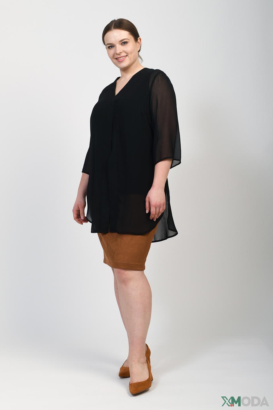 Блуза Doris Streich чёрная с V-образным вырезом