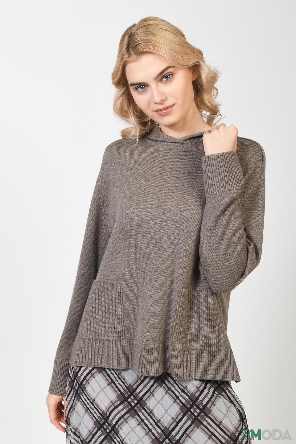 Пуловер Lecomte с капюшоном бежевый