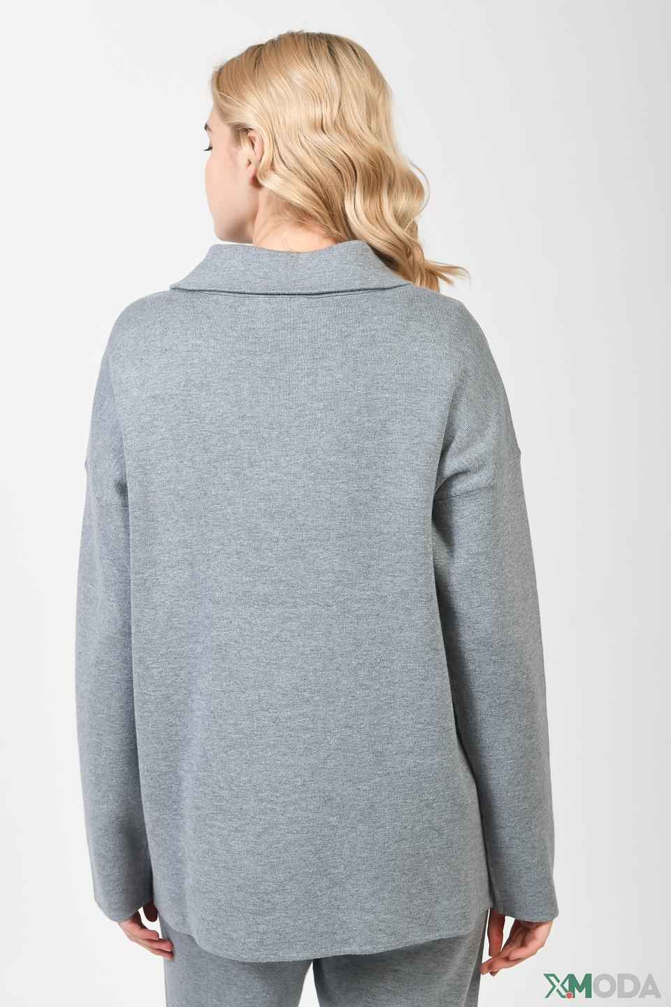 Пуловер Betty and Co с молнией серый