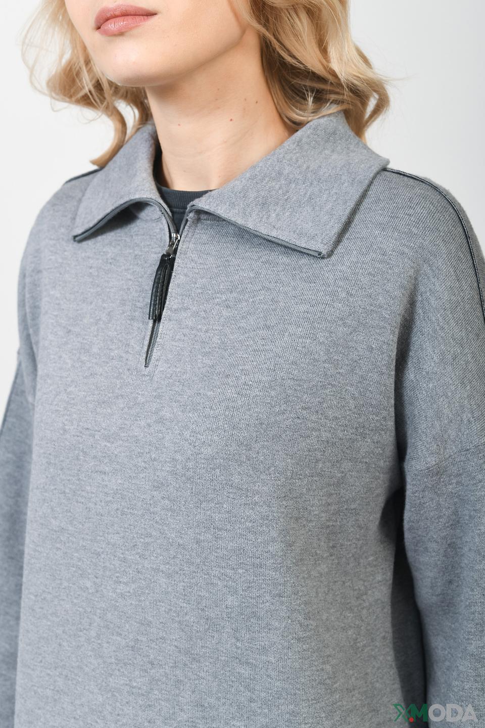 Пуловер Betty and Co с молнией серый