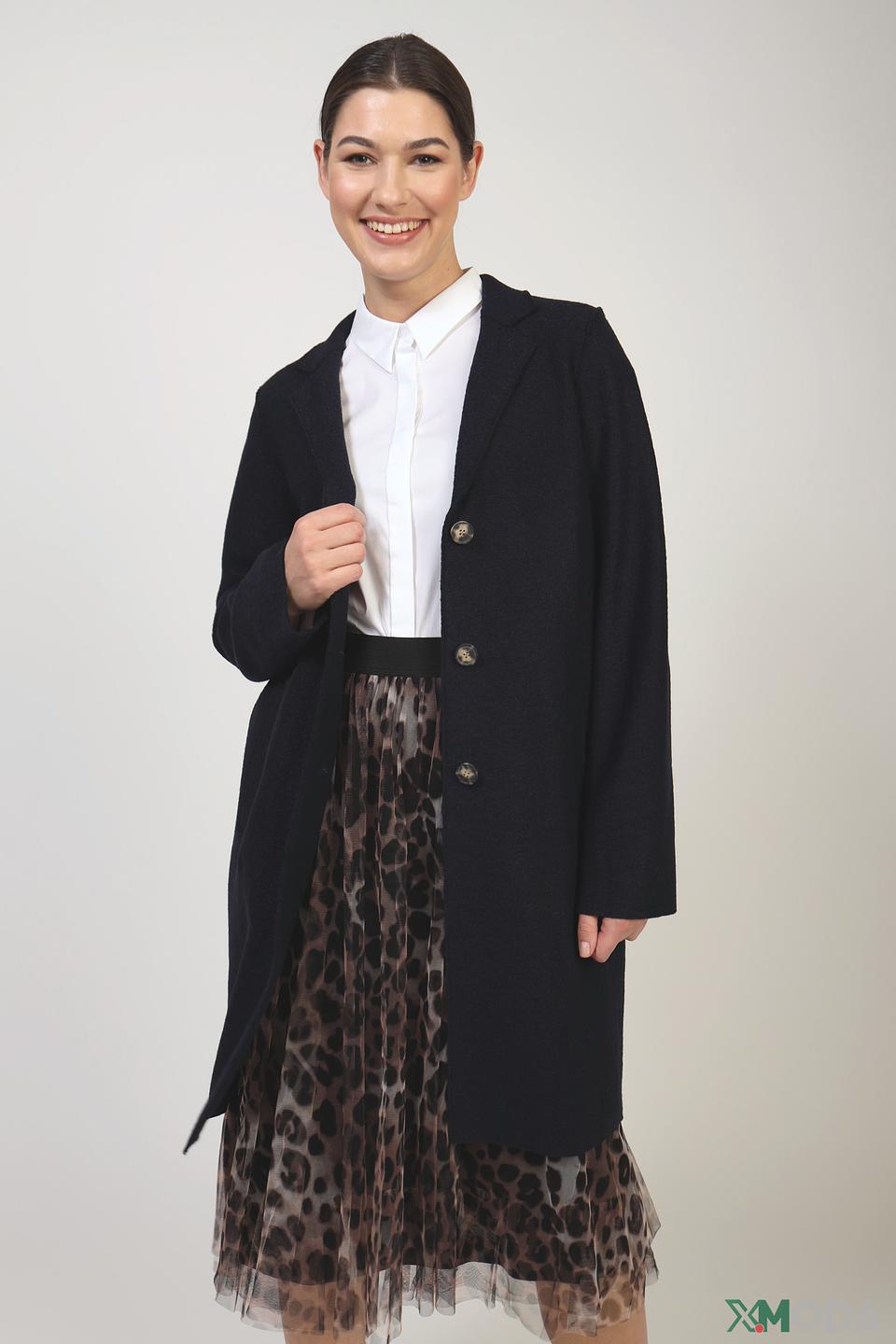 Пальто Oui чёрное приталенное