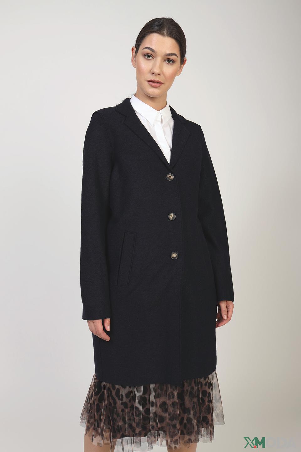 Пальто Oui чёрное приталенное