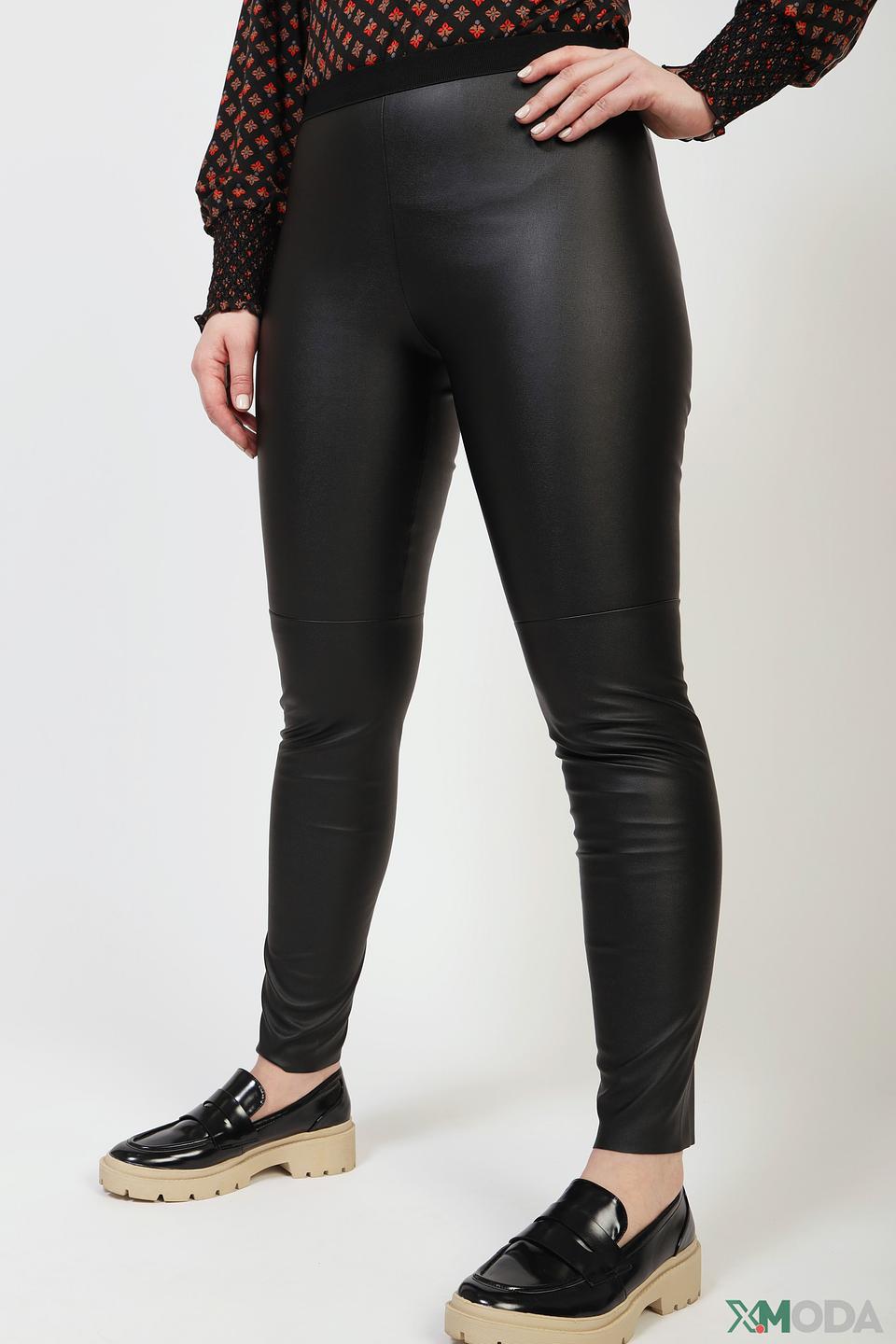 Брюки Set кожаные черные