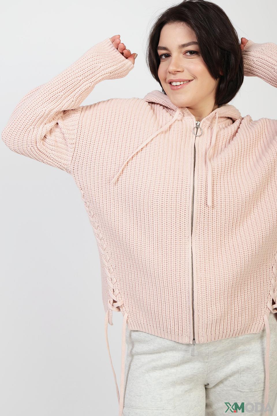 Жакет Oui с капюшоном персиковый