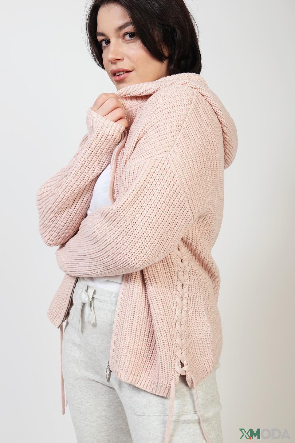 Жакет Oui с капюшоном персиковый