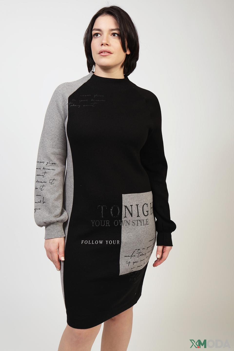 Платье Monari с принтом чёрно-серое