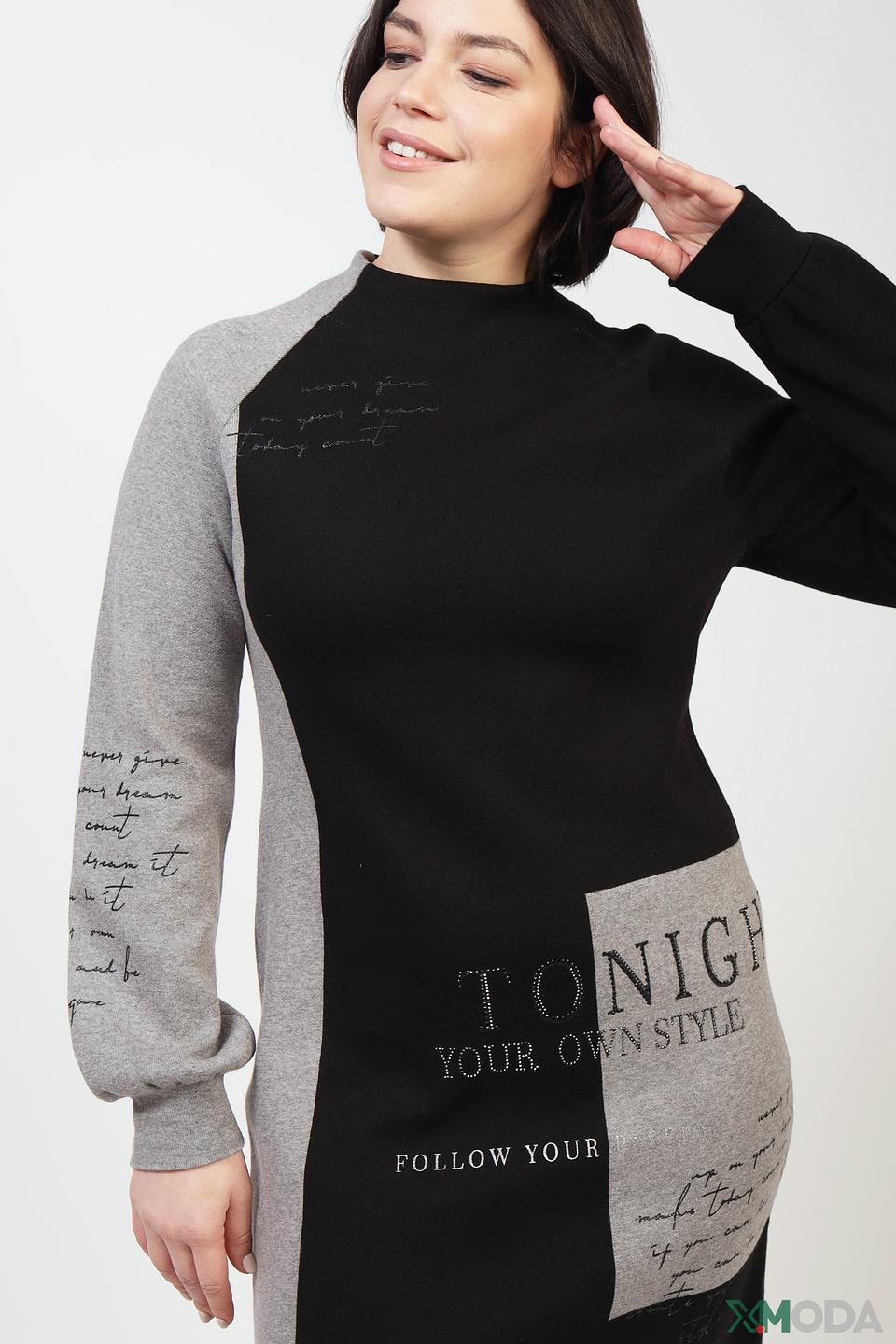 Платье Monari с принтом чёрно-серое