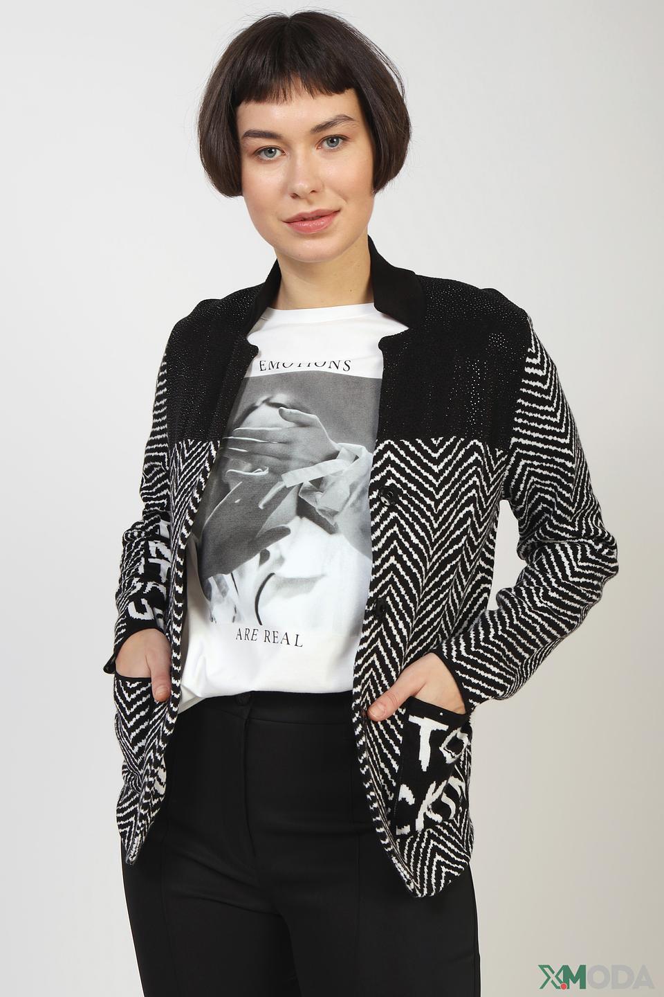 Жакет Monari чёрно-белый зигзаг