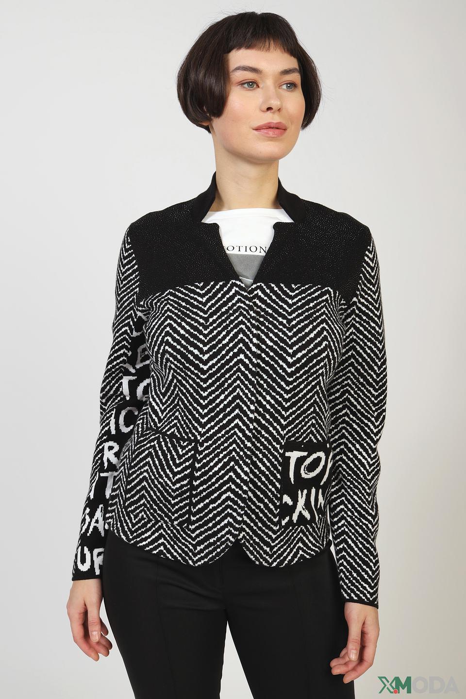 Жакет Monari чёрно-белый зигзаг