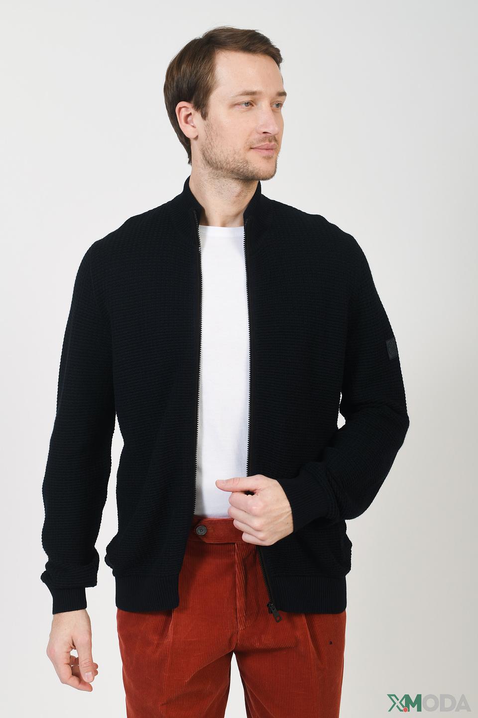 Кардиган Bugatti чёрный на молнии