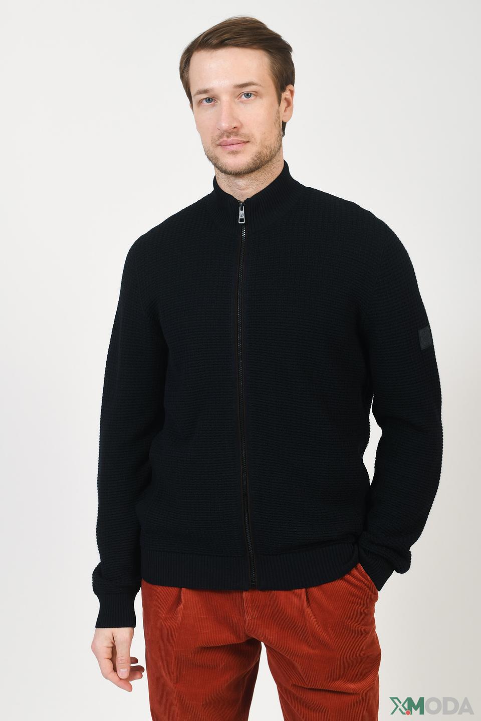 Кардиган Bugatti чёрный на молнии